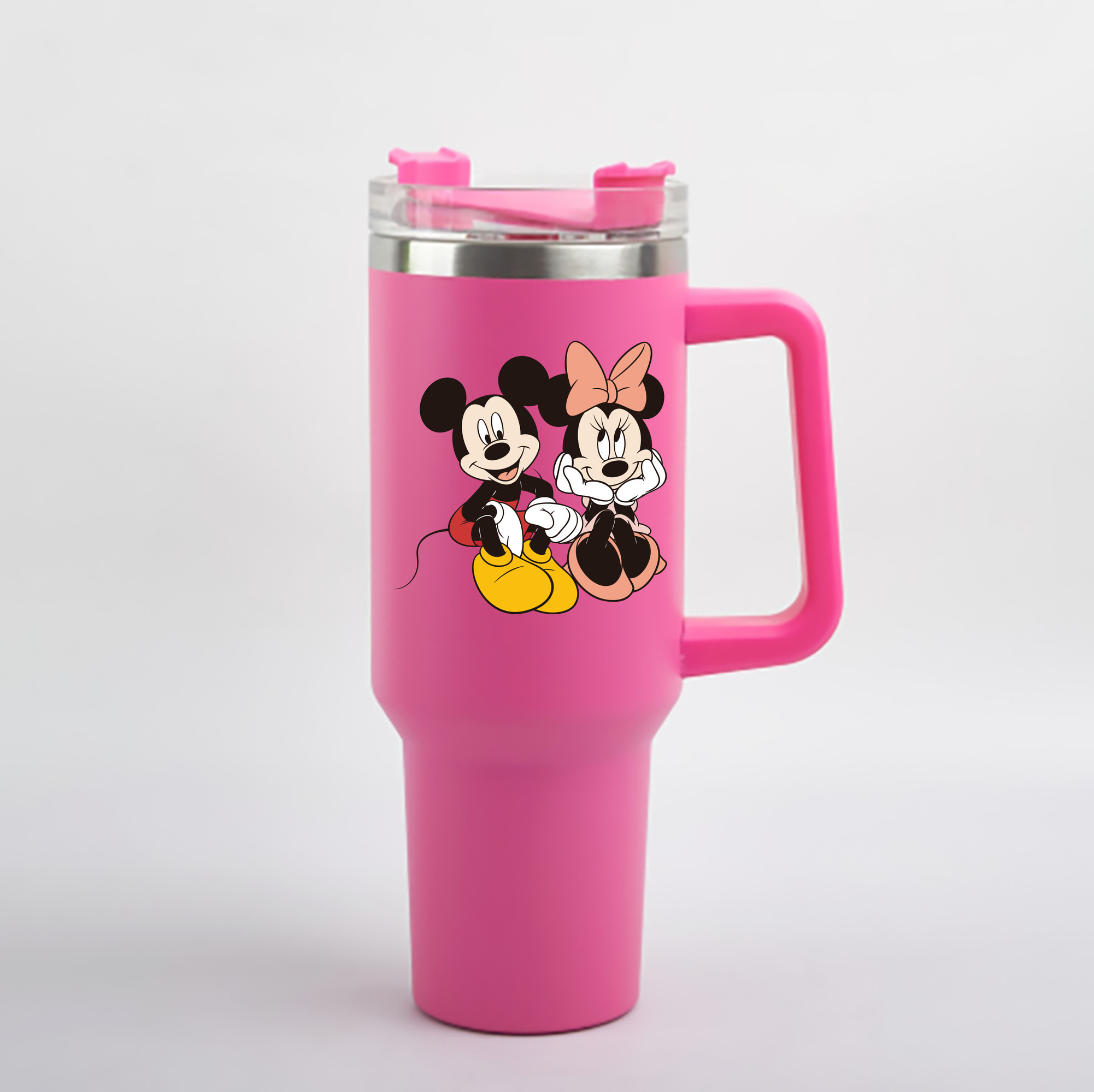 （画像用） ミッキーマウス Mickey Mouse 1200mL車用タンブラー - クリスタルステッカー（プラスチックストロー付き）